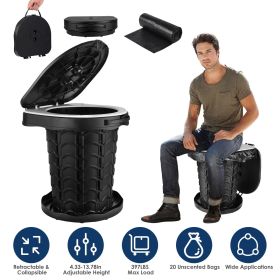 Retractable Portable Toilet Collapsible Portable Potty for Adults Emergency Toilet Kit with Adjustable Height Lid 20 Garage Bags Carry Bag for Ca