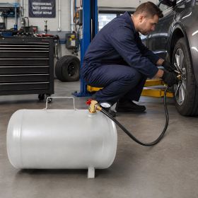 Portable 5 Gallon Aluminum Air Tank, Lightweight Air Compressor Tank with Gauge, Safety Valve & 47 Inch Hose