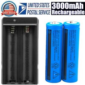 Li-ion Battery&Charger 3000mAh 3.7V Rechargeable Batteries US Plug For Torch Flashlight Must Offer A Hazardous Materials Shipping Label Ship By U (Option: 2pcs charger)